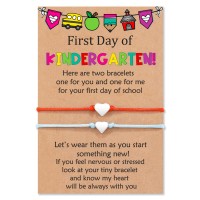 KINGSIN First Day of School bracelet Mom And Daughter Back to School Gifts Bracelet Mommy and Me Mother Daughter Matching Bracelets 1st day of school Separation bracelet+K021-Hearts-Red&Blue