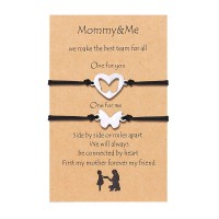 KINGSIN Mother Daughter Bracelets Set for 2 Mommy and Me Matching Heart Wish Bracelets Jewelry Gift for Mom Daughter