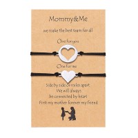 KINGSIN Mother Daughter Bracelets Set for 2 Mommy and Me Matching Heart Wish Bracelets Jewelry Gift for Mom Daughter-XQX