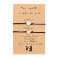 KINGSIN Mother Daughter Bracelets Set for 2 Mommy and Me Matching Heart Wish Bracelets Jewelry Gift for Mom Daughter-XX