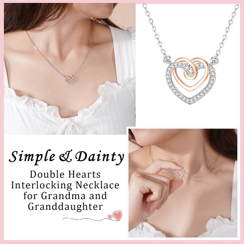 Grandma Gift Two Interlocking Hearts Necklace Gifts For Grandmother – Gifts  For Family Online