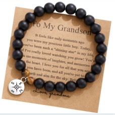 KINGSIN to My Grandson Bracelet from Grandma Grandson Gifts from Grandma for Him Grandson Birthday Back to School Christmas Thanksgiving Graduation Encouragement Valentine's Day New Year’s Day Gifts