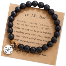 KINGSIN to My Son Bracelet from Mom Son Gifts from Mom for Him Son Birthday Back to School Christmas Thanksgiving Graduation Encouragement Valentine's Day New Year’s Day Gifts-K026-Son