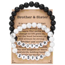 KINGSIN Gifts for Sister Brother Bracelets Gifts from Sister Gifts from Brother Birthday Christmas Graduation Back to school Inspirational Encouragement-K028-bro&sis-black