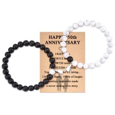 KINGSIN Anniversary Bracelet 50th Wedding Anniversary Gifts for Parents Couple Grandparents Golden 50 Years of Marriage Gifts for Mom and Dad 50 Years as Mr and Mrs-K030-50th anniversary