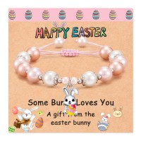 KINGSIN Easter Gifts for Girls Bunny Bracelets Crafts Easter Basket Stuffers Fillers for Girls Teens Teenagers Granddaughter Daughter Niece 3-5 4-8 8-12 10-12--K031-bunny and easter egg-b