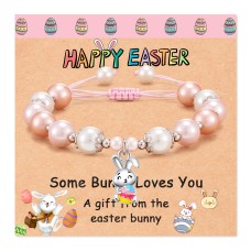 KINGSIN Easter Gifts for Girls Bunny Bracelets Crafts Easter Basket Stuffers Fillers for Girls Teens Teenagers Granddaughter Daughter Niece --K031-bunny and easter egg-s