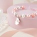 KINGSIN Easter Gifts for Girls Bunny Rabbit Charm Bracelets First Easter Basket Stuffer Ideas Gifts Presents for Girls Teens Teenagers Granddaughter Daughter Sister Niece Friends Cousin 3-5 8-12 10-12-K031-pink white bunny