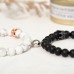 KINGSIN Couples Magnetic Mutual Attraction Bracelets Matte Agate Bracelet Vows of Eternal Love Charms Adjustable Jewelry Gifts Set for Lover Women Men-Black and white crown