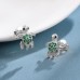 KINGSIN Silver Hypoallergenic Sea Turtle Stud Earrings with Green Cubic Zirconia Jewelry Gifts for Girl Women