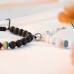 KINGSIN Couples Magnetic Mutual Attraction Bracelets Matte Agate Bracelet Vows of Eternal Love Charms Adjustable Jewelry Gifts Set for Lover Women Men-Rainbow