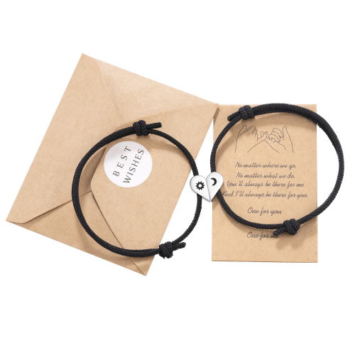 Magnetic Heart Sun Moon Couple Bracelet